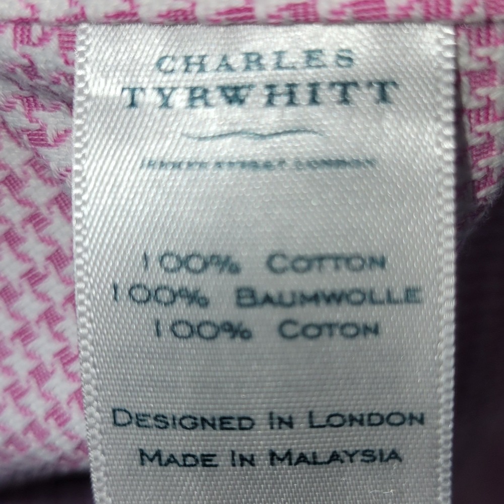 Charles Tyrwhitt Mens Pink Gingham Non Iron Classic Fit Dress Shirt 16.5 33 - Picture 4 of 4